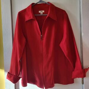Cato women's zipper closure blazer sz 1XL 18/20w cuffed sleeves red